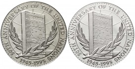 Ausländische Münzen und Medaillen, Uganda, Republik
Probe zu 1000 Shillings 1995. 50 Jahre Vereinte Nationen. 1 X wie verausgabt in 75 % Kupfer und 2...