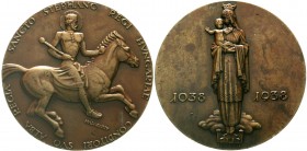 Ausländische Münzen und Medaillen, Ungarn, Medaillen
Große Bronzemedaille 1938 von Madarassy a. d. heiligen Stefan. 76 mm, 214,21 g. 
sehr schön/vor...