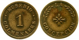 Ausländische Münzen und Medaillen, Venezuela, Bundesstaat, 1864-1954
Messingmarke zu 1 Real o.J. Eusebio Colmenares, La Concepcion. 23 mm. 
sehr sch...