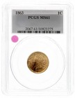 Ausländische Münzen und Medaillen, Vereinigte Staaten von Amerika, Unabhängigkeit, seit 1776
Cent 1863, Philadelphia. Im PCGS-Blister mit Grading MS ...