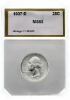 Ausländische Münzen und Medaillen, Vereinigte Staaten von Amerika, Unabhängigkeit, seit 1776
25 Cents 1937 D, Denver. Im PCI-Blister mit Grading MS 6...