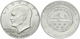 Ausländische Münzen und Medaillen, Vereinigte Staaten von Amerika, Unabhängigkeit, seit 1776
1 Dollar Eisenhower in Silber 1976 S mit Gegenstempel La...