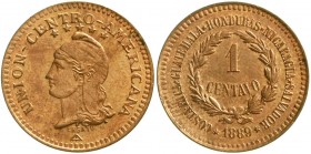 Ausländische Münzen und Medaillen, Zentralamerikanische Republik
ESSAI in Bronze zu 1 Centavo 1889. UNION-CENTRO-AMERICANA der Staatengemeinschaft Co...