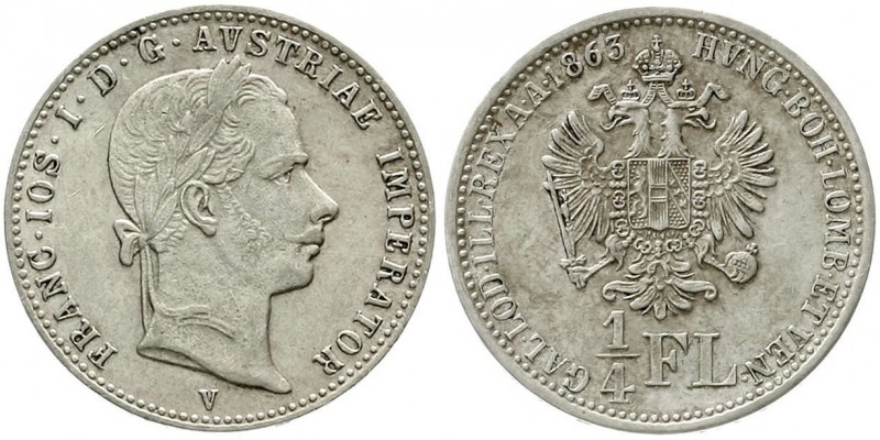 Römisch Deutsches Reich, Haus Habsburg, Franz Joseph I., 1848-1916
1/4 Gulden 1...