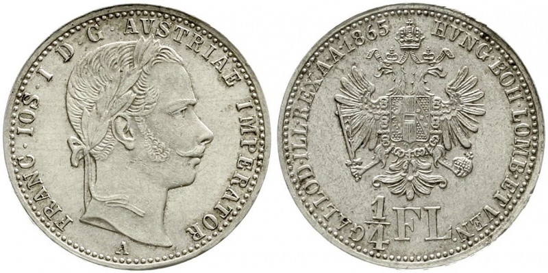 Römisch Deutsches Reich, Haus Habsburg, Franz Joseph I., 1848-1916
1/4 Gulden 1...