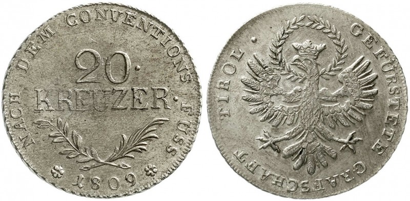 Römisch Deutsches Reich, Tirol, Gefürstete Grafschaft, 1809
20 Kreuzer 1809. vo...