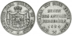 Altdeutsche Münzen und Medaillen, Anhalt-Bernburg, Alexander Carl, 1834-1863
Ausbeutetaler 1834. sehr schön