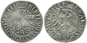 Altdeutsche Münzen und Medaillen, Augsburg-Bistum, Eberhard VI. von Epstein-Königstein, 1515-1535 Pfandinhaber
Batzen 1521. fast sehr schön