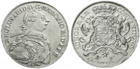 Altdeutsche Münzen und Medaillen, Baden-Durlach, Karl Friedrich, 1738-1806
Konventionstaler 1766 W, Durlach. Mit geschupptem Panzer. 
gutes vorzügli...