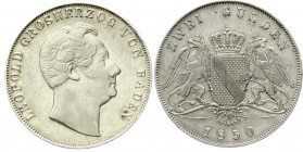 Altdeutsche Münzen und Medaillen, Baden-Durlach, Leopold, 1830-1852
Doppelgulden 1850. fast vorzüglich