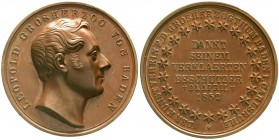 Altdeutsche Münzen und Medaillen, Baden-Durlach, Leopold, 1830-1852
Kupfermedaille 1852 d. Kunstvereins a.s. Tod. 46 mm, 62,91 g. 
vorzüglich, winz....