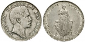 Altdeutsche Münzen und Medaillen, Baden-Durlach, Friedrich I., 1852-1907
Gulden 1863. Erstes Badisches Landesschießen. 
sehr schön/vorzüglich, etwas...