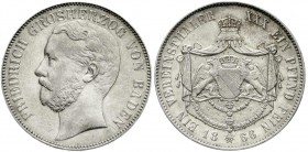 Altdeutsche Münzen und Medaillen, Baden-Durlach, Friedrich I., 1852-1907
Vereinstaler 1866. sehr schön, kl. Kratzer