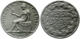 Altdeutsche Münzen und Medaillen, Baden-Durlach, Medaillen
Eisenmedaille 1918 v. Heinrich Ehehalt, a.d. 100 jährige Jubiläum des Badischen Kunstverei...