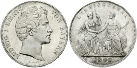 Altdeutsche Münzen und Medaillen, Bayern, Ludwig I., 1825-1848
Geschichtsdoppeltaler 1846. Ludwigskanal. Randschrift a. 
vorzüglich/Stempelglanz, mi...