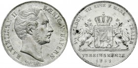 Altdeutsche Münzen und Medaillen, Bayern, Maximilian II. Joseph, 1848-1864
Vereins-Doppeltaler (= 3 1/2 Gulden) 1851. Rand: Convention vom 30. July 1...