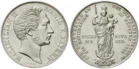 Altdeutsche Münzen und Medaillen, Bayern, Maximilian II. Joseph, 1848-1864
Doppelgulden 1855. Mariensäule. 
gutes vorzüglich