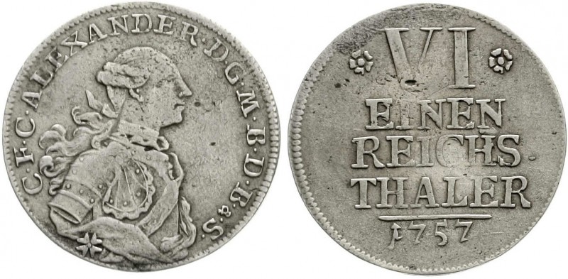 Altdeutsche Münzen und Medaillen, Brandenburg-Ansbach, Alexander, 1757-1791
1/6...