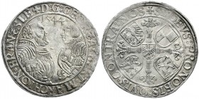 Altdeutsche Münzen und Medaillen, Brandenburg-Franken, Georg und Albrecht, 1527-1543
Taler 1544, Schwabach. Umschrift endet auf SLE. 
vorzügliches P...
