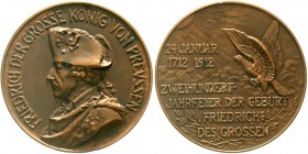 Altdeutsche Münzen und Medaillen, Brandenburg-Preußen, Friedrich II., 1740-1786
Bronzemedaille 1912 v. Krueger, a.d. 200 Jahrfeier seiner Geburt vom ...