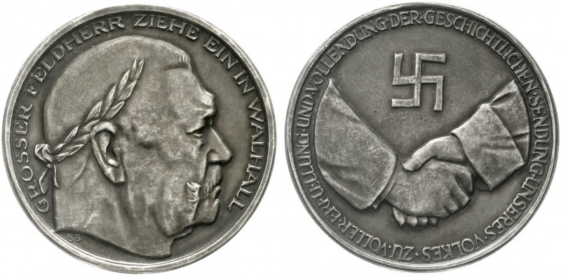 Medaillen, Drittes Reich
Silbermedaille v. Bleeker o.J. (1934) auf den Tod Hind...