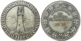 Medaillen, Drittes Reich
Zinkmedaille, graviert 1938. Deutscher Schützenverband "Gau Nordsee", um Leuchturm "Roter Sand"/Meisterschaften des Deutsche...