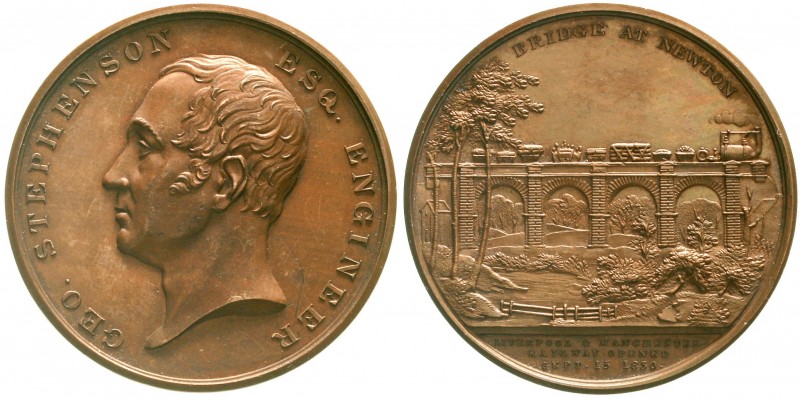 Medaillen, Eisenbahn
Bronzemedaille 1830 a.d. Eröffnung der Bahnlinie Liverpool...