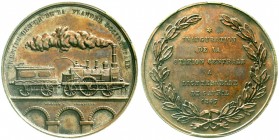 Medaillen, Eisenbahn
Bronzemedaille 1847 v. Wurden, a.d. Eröffnung d. Bahnstation Lichtervelde (Flandern), 39 mm, 29,14 g. 
fast vorzüglich, winz. K...
