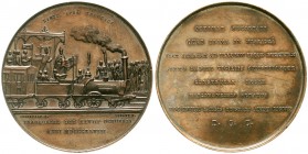 Medaillen, Eisenbahn
Bronzemedaille 1848 v. Lorenzale und Jubany, a.d. Einweihung der Eisenbahn in Barcelona. 53 mm, 74,11 g. 
vorzüglich, winz. Ran...