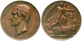 Medaillen, Eisenbahn
Bronzemedaille 1859 v. Alex Geefs, a.d. 25. Jahrestag der belgischen Eisenbahn, 54 mm, 60,77 g. 
vorzüglich/prägefrisch