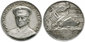 Medaillen, Erster Weltkrieg
Silbermedaille 1914 von Ziegler und Grünthal. Brb. Otto Weddigen/Vernichtung der engl. Panzerkreuzer Aboukir, Hogue und C...