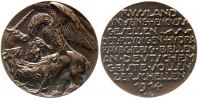 Medaillen, Münchner Medailleure, Karl Goetz
Bronzemedaille 1914. Russland und seine Henckersgesellen. 56 mm. 
vorzüglich