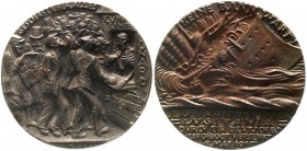 Medaillen, Münchner Medailleure, Karl Goetz
Englische Ausführung der Medaille v. 1915. Untergang der Lusitania/Menschen vor Reisebüro. 55 mm. Eisengu...