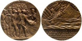 Medaillen, Münchner Medailleure, Karl Goetz
Bronzemedaille 1915. Untergang der Lusitania/Menschen vor Reisebüro. 57 mm. 
vorzüglich