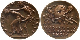 Medaillen, Münchner Medailleure, Karl Goetz
Bronzemedaille 1917 VERDUN/und ruhig fliesst der Rhein. 59 mm. 
vorzüglich