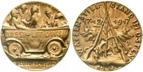 Medaillen, Münchner Medailleure, Karl Goetz
Bronzegußmedaille 1917 Waffenstillstand im Osten. 58 mm. 
sehr schön, selten