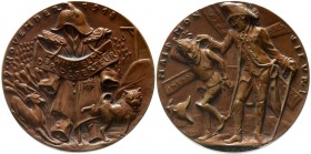 Medaillen, Münchner Medailleure, Karl Goetz
Bronzemedaille 1918 auf die Abdankung Wilhelms II., "Wilhelm der Deserteur". 59 mm. 
vorzüglich