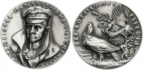 Medaillen, Münchner Medailleure, Karl Goetz
Silbermedaille 1918 auf Baron v. Richthofen. Der rote Kampfflieger. Nachprägung v. 1978. 36 mm, 24,78 g. ...
