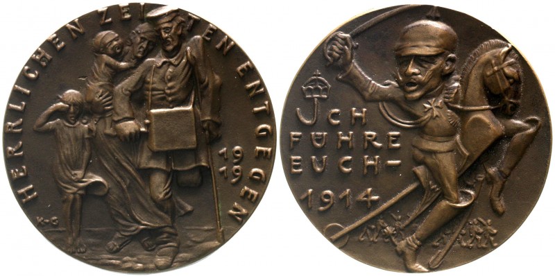 Medaillen, Münchner Medailleure, Karl Goetz
Bronzemedaille 1919. Ich führe Euch...