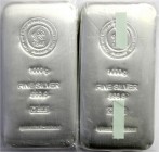 Silber in Barrenform, Heimerle und Meule
2 Barren zu je 1 Kilo Feinsilber, mit Zertifikaten von 2017. 
prägefrisch