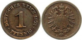 Reichskleinmünzen, 1 Pfennig kleiner Adler, Kupfer 1873-1889
1873 B. schön/sehr schön