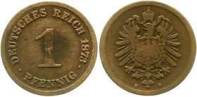 Reichskleinmünzen, 1 Pfennig kleiner Adler, Kupfer 1873-1889
1873 D. schön/sehr schön