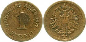 Reichskleinmünzen, 1 Pfennig kleiner Adler, Kupfer 1873-1889
1877 B. schön, selten