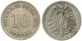 Reichskleinmünzen, 10 Pfennig kleiner Adler, Kupfer/Nickel 1873-1889
1873 H. fast sehr schön, selten