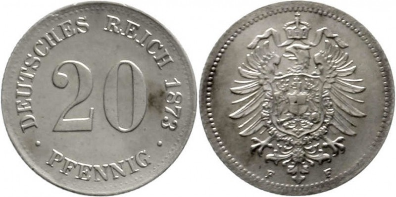 Reichskleinmünzen, 20 Pfennig kleiner Adler, Silber 1873-1877
1873 F. vorzüglic...