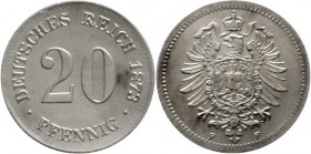Reichskleinmünzen, 20 Pfennig kleiner Adler, Silber 1873-1877
1873 F. vorzüglich