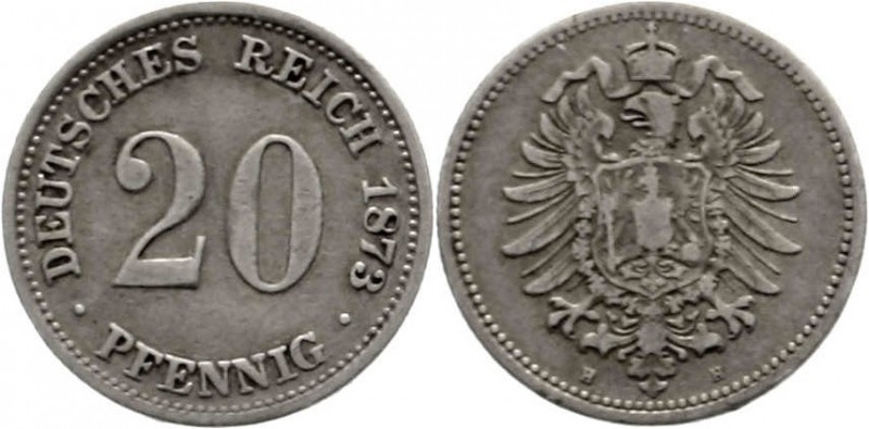 Reichskleinmünzen, 20 Pfennig kleiner Adler, Silber 1873-1877
1873 H. schön/seh...