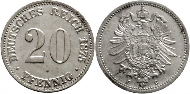Reichskleinmünzen, 20 Pfennig kleiner Adler, Silber 1873-1877
1875 G. Stempelgl...