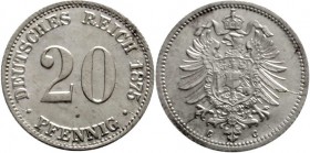 Reichskleinmünzen, 20 Pfennig kleiner Adler, Silber 1873-1877
1875 G. Stempelglanz, leichte Stempelbrüche