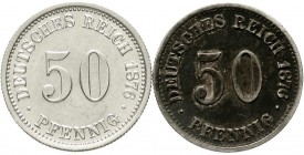 Reichskleinmünzen, 50 Pfennig kleiner Adler, Silber 1875-1877
2 Stück: 1876 F und H. vorzüglich/Stempelglanz und sehr schön